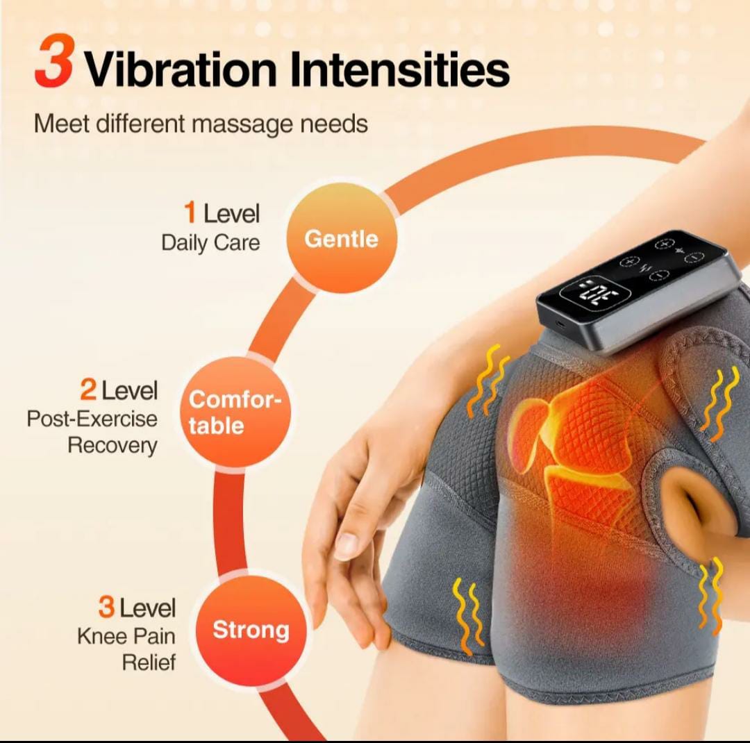Heating Massage Knee Pad – Cordless Infrared Vibration Knee Brace for Pain Relief