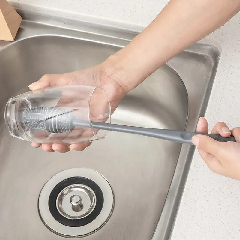 Flexible Silicone Cup Brush – Long Handle Cleaning Tool for Bottles & Glasses