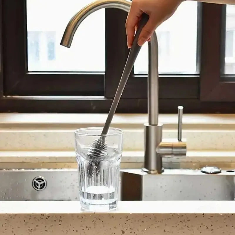 Flexible Silicone Cup Brush – Long Handle Cleaning Tool for Bottles & Glasses