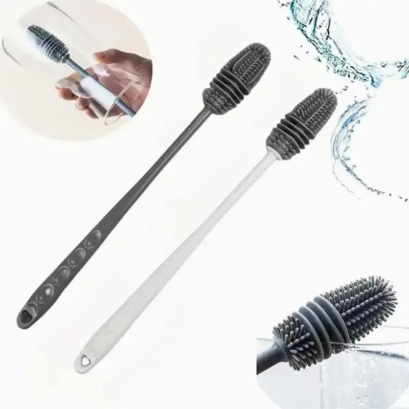 Flexible Silicone Cup Brush – Long Handle Cleaning Tool for Bottles & Glasses