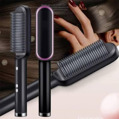 Hair Straightener Brush – 2-in-1 Ionic Hot Comb for Smooth, Silky Hair