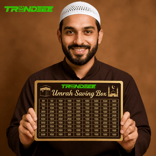 Assembled Umrah Saving Box – 280 Days Savings Plan – Wooden Money Saving Box – Islamic Gift - Trendeee